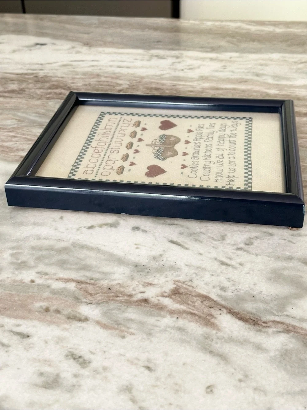 Vintage Cross Stitch 90s Framed Art -Country Kitchen /Cottage Decor /Grandmacore